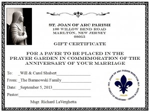 Prayer Garden Certificate